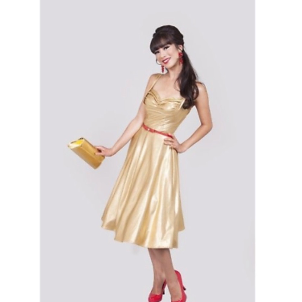 Tatyana Gold Stretch Pin-up dress